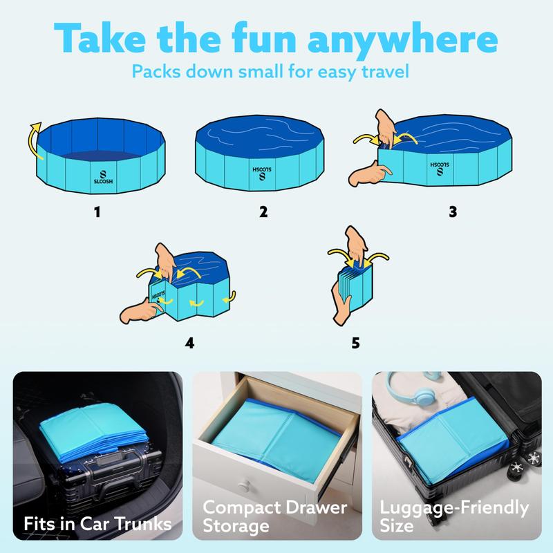 Grande pataugeoire pliable pour toute la famille et les animaux de compagnie