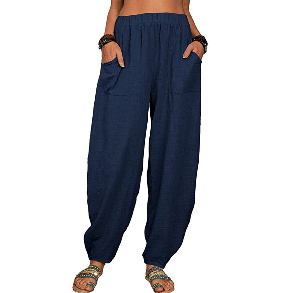 đPantalon d'intĂ©rieur dĂ©contractĂ© en coton lin