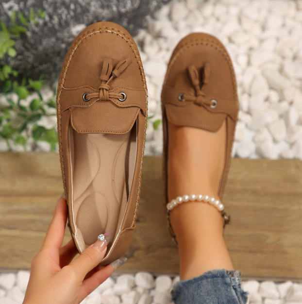 🔥Promotion du dernier jour 50% de réduction - Mocassins confortables et souples de style vintage avec nœud pour femmes