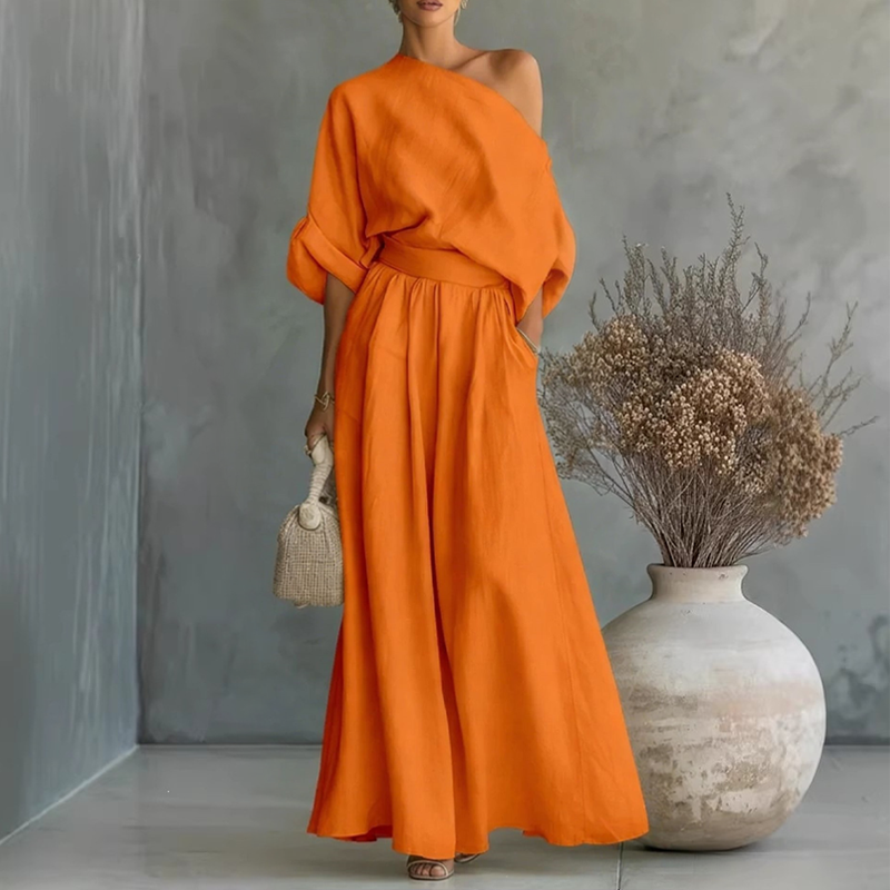 đ„NouveautĂ©s et offres spĂ©ciales â Ensemble pour femme composĂ© d'un haut Ă Ă©paules dĂ©nudĂ©es et d'un pantalon Ă jambes larges