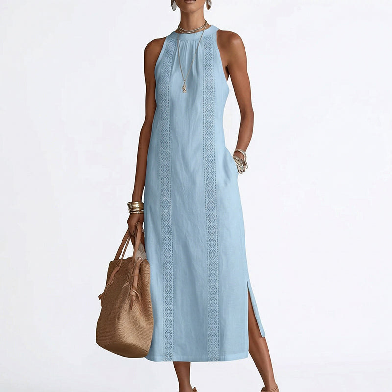 🌸🎉 -50% | Robe Vintage Femme en Coton et Lin avec Empiècements en Dentelle – Confortable, Élégante & Parfaite pour l'Été 2026