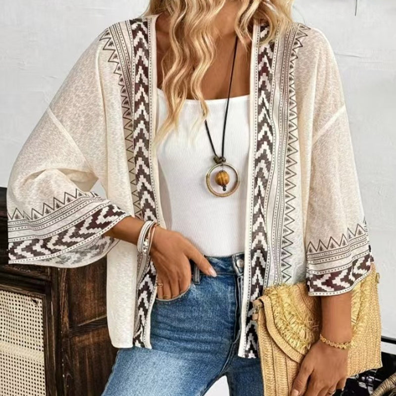đ„â40%đż Cardigan ouvert Ă motifs gĂ©omĂ©triques, coupe lĂ©gĂšre et dĂ©contractĂ©e pour un look boho chicđ Coupe confortable sans serrement
