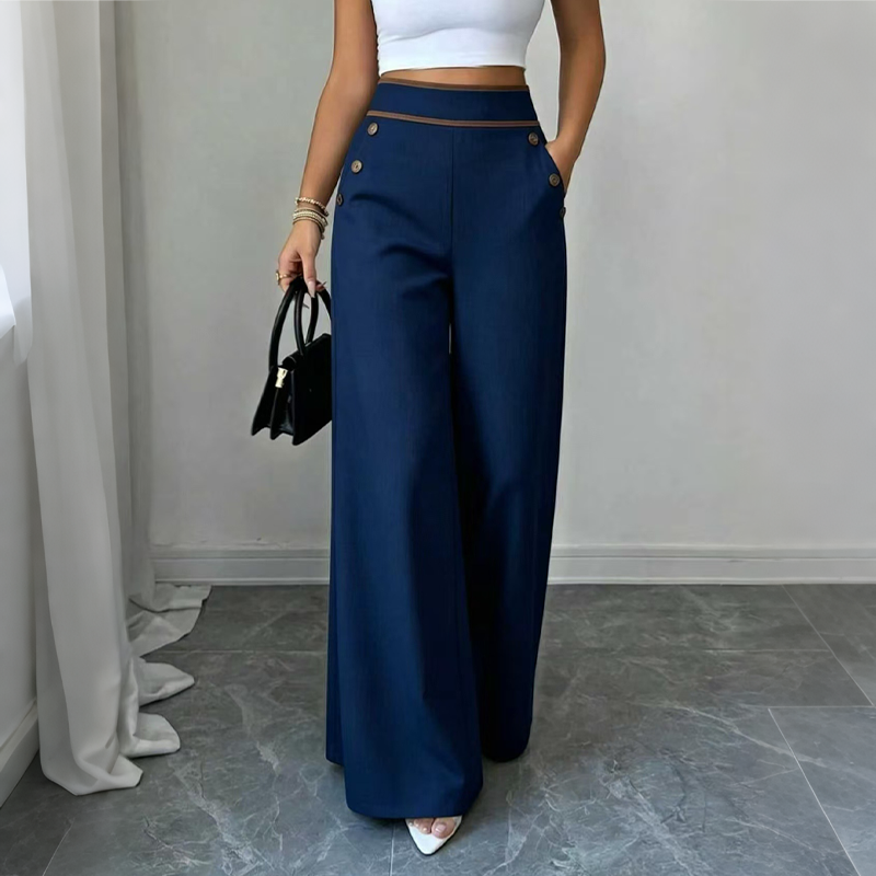 đ„â50 %đ€ Pantalon fluide Ă coupe ample, ceinture dĂ©corĂ©e, idĂ©al pour une tenue chic au quotidien