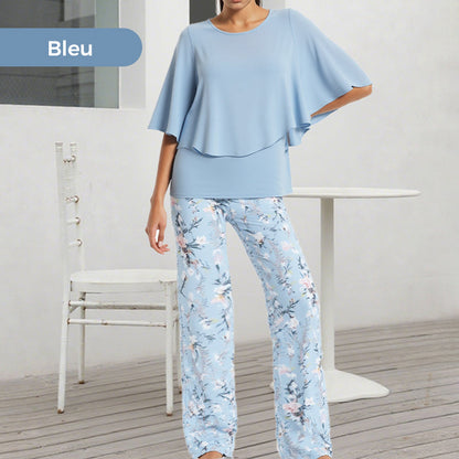 🔥Offre spéciale🔥 Ensemble deux pièces : pantalon imprimé et haut à col rond