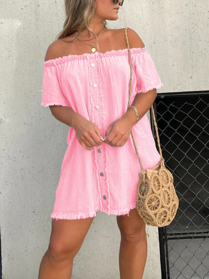 Robe en jean décontractée à manches courtes
