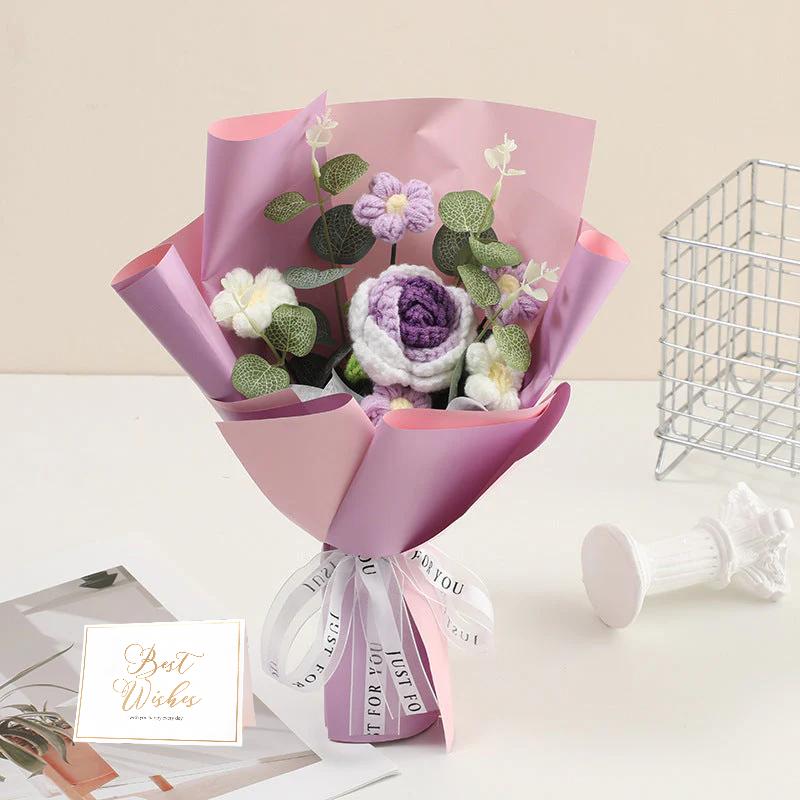 🌸 50 % DE RÉDUCTION ! 🎉 Bouquet de fleurs délicates au crochet fait main – Design réaliste, durable et parfait pour la décoration intérieure ou comme cadeau ✨