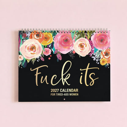 Calendrier mural 2027 avec des gros mots drôles 🌸 Thème floral