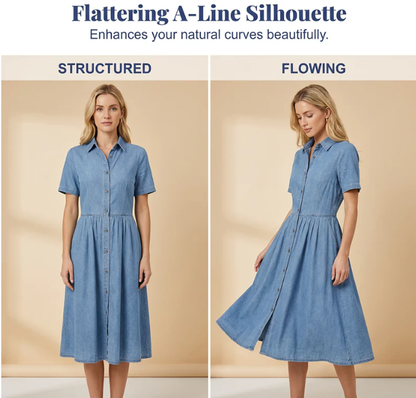 🔥 Jusqu'à -50% sur toute la collection ! Robe chemise en jean élégante et décontractée pour femme