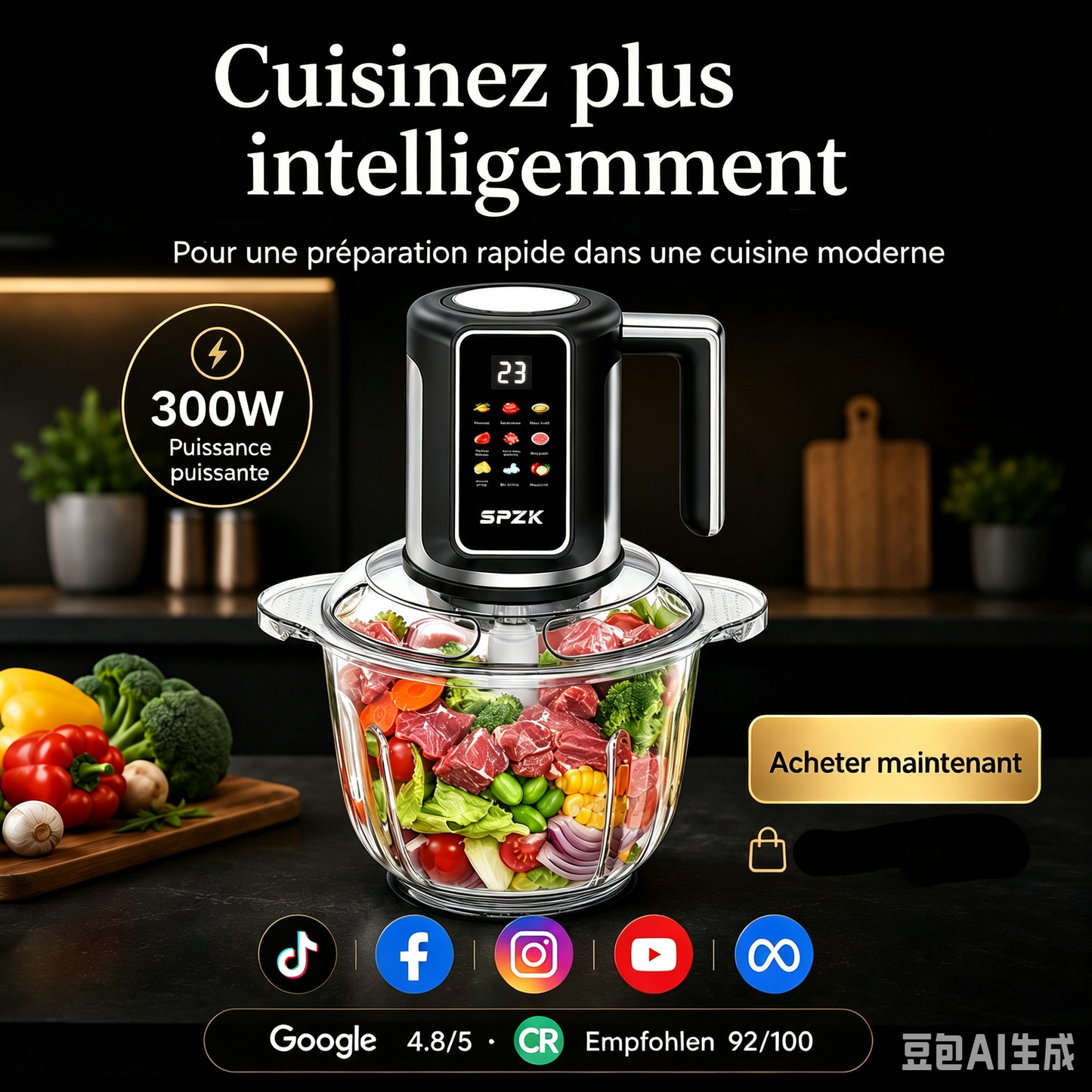 🔪Hachoir de cuisine sans fil alimenté par USB pour la viande, les sauces et plus encore – rapide, hygiénique et facile ! 🍖🥦