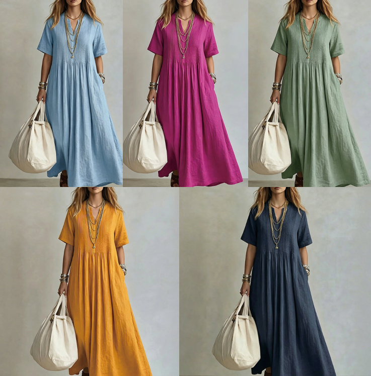 📅 Commandez aujourd'hui = -50% ！Robe ample décontractée à col en V pour femme