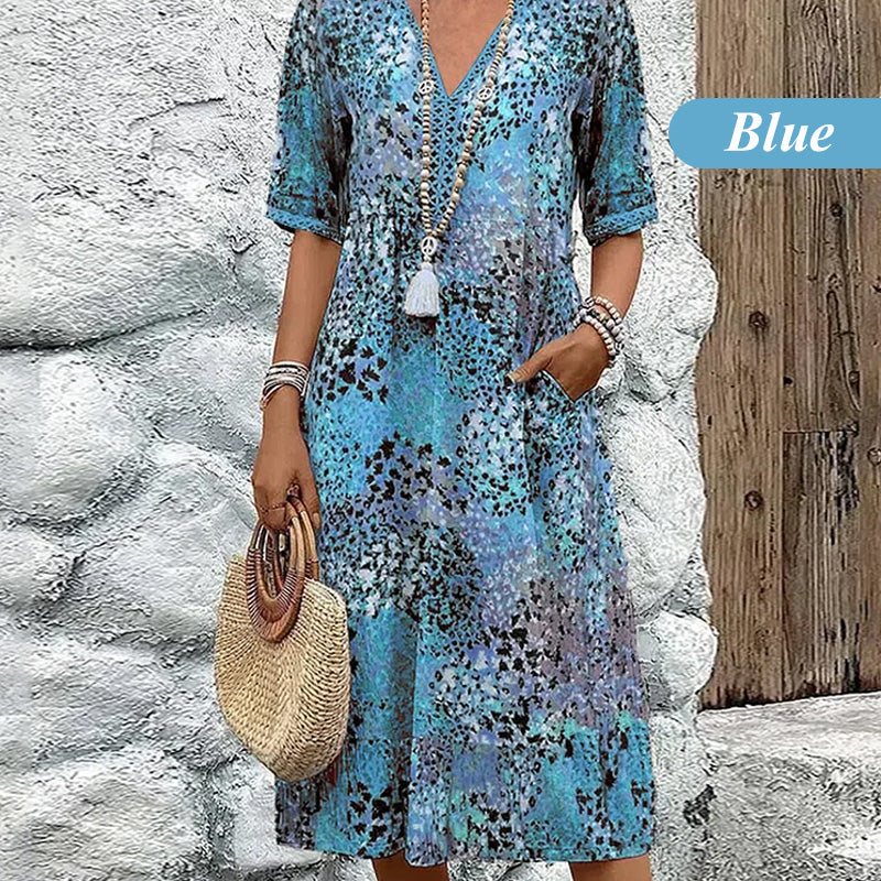 🔥 Dernier jour ! 50 % de réduction sur la robe midi léopard à col V pour femme 🐆 Un style safari chic et décontracté, avec des poches, idéale au quotidien et pour les loisirs.