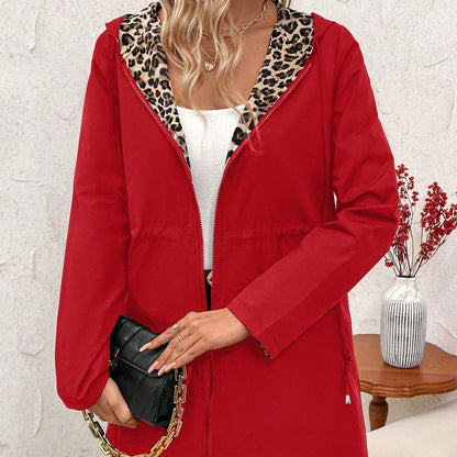 ✨Nouveaux styles✨Manteau à capuche imprimé léopard double face