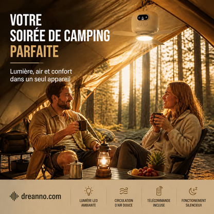 🎁 2 achetés = Livraison offerte !✈️ Ventilateur de Plafond Rechargeable avec Éclairage LED