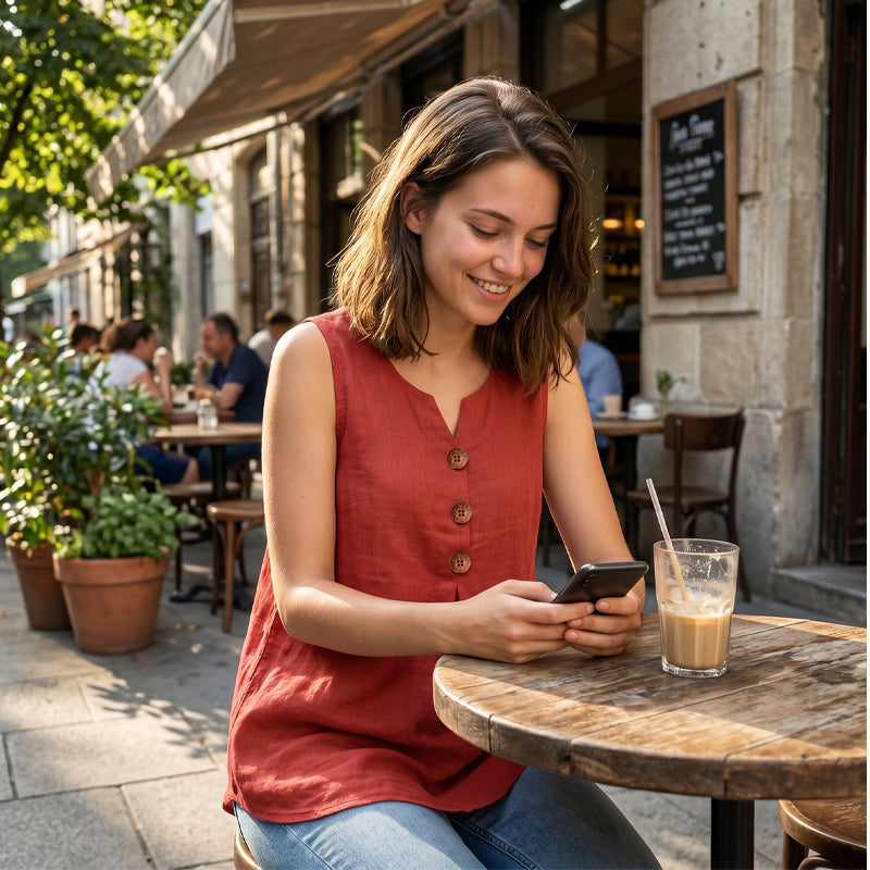 👗🌿☀️ OFFRE LIMITÉE : 50 % DE RÉDUCTION ! Débardeur sans manches en coton et lin à col V pour femme – Respirant, doux et léger – Idéal à superposer ou à porter seul par temps chaud 🌸🍃