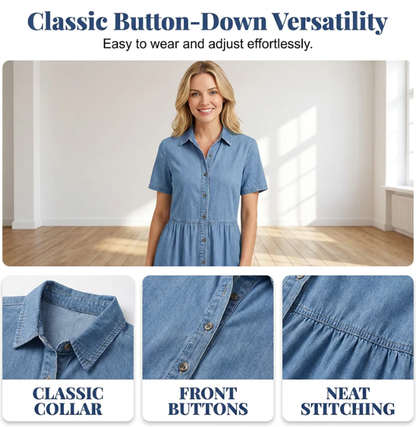 🔥 Jusqu'à -50% sur toute la collection ! Robe chemise en jean élégante et décontractée pour femme