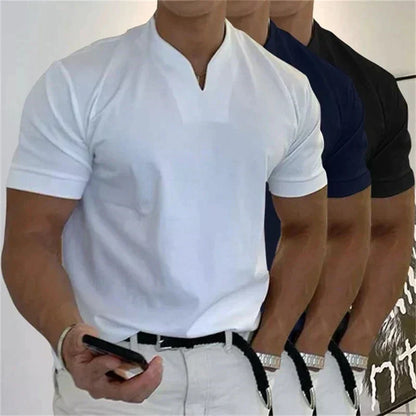 📢📢50% DE RÉDUCTION⏰Chemise de Sport à Manches Courtes pour Hommes – Col en V, Confortable & Disponible jusqu'au 5XL
