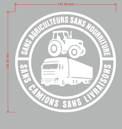 📢🇫🇷🎅1 acheté 1 offert💕🔥Sans agriculteurs, pas de nourriture, sans camions, pas de livraisons Autocollant en vinyle – Décalcomanie de 140 mm