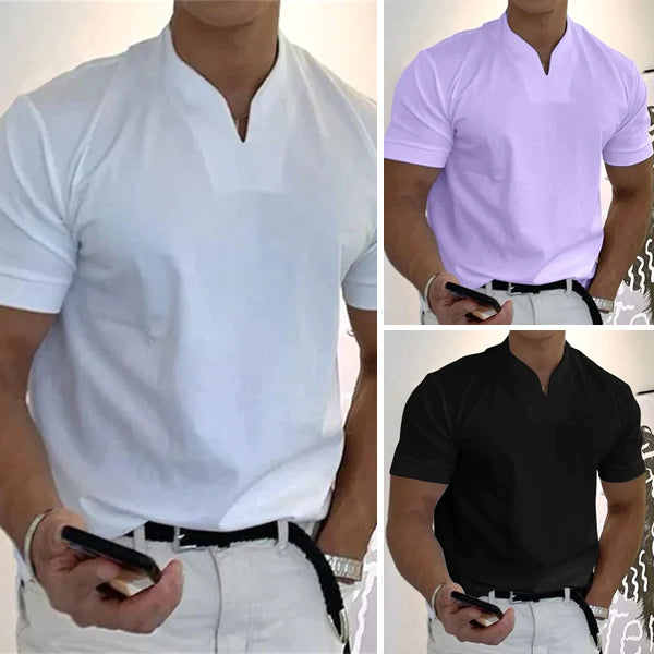 📢📢50% DE RÉDUCTION⏰Chemise de Sport à Manches Courtes pour Hommes – Col en V, Confortable & Disponible jusqu'au 5XL