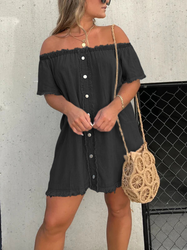 Robe en jean décontractée à manches courtes