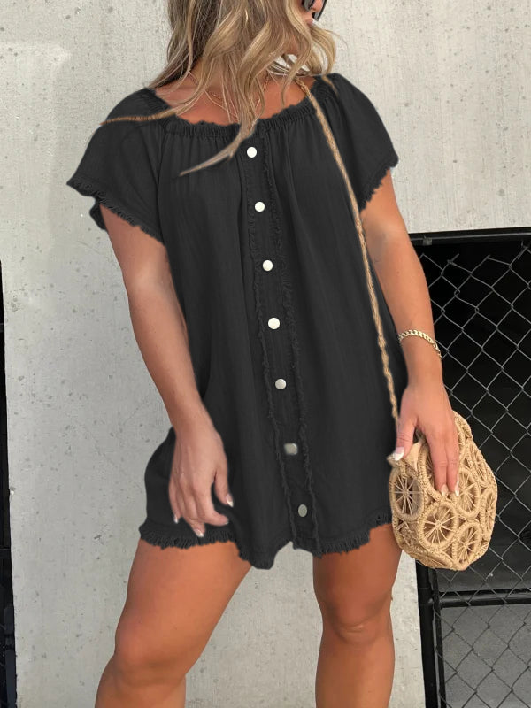 Robe en jean décontractée à manches courtes