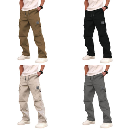Pantalon cargo droit à multiples poches pour homme