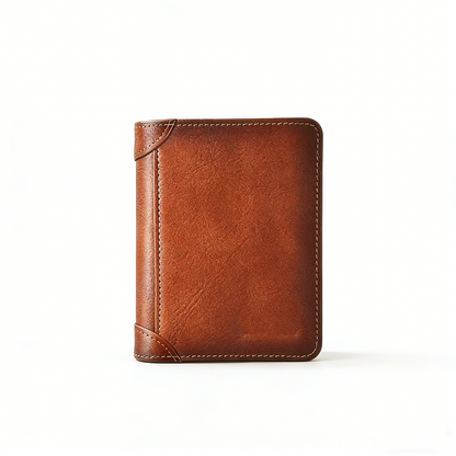 💼🔒Portefeuille homme trois volets en cuir pleine fleur véritable avec protection RFID - 11 emplacements