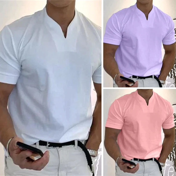 📢📢50% DE RÉDUCTION⏰Chemise de Sport à Manches Courtes pour Hommes – Col en V, Confortable & Disponible jusqu'au 5XL