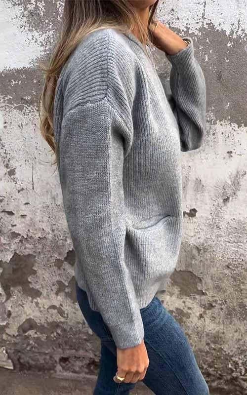 🧥Veste Tricotée à Col Rond – Fermeture Éclair Pratique, Douce & Confortable pour Tous les Jours👚