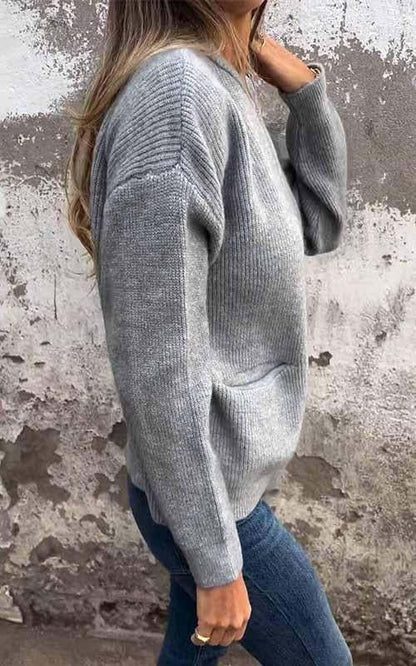 🧥Veste Tricotée à Col Rond – Fermeture Éclair Pratique, Douce & Confortable pour Tous les Jours👚