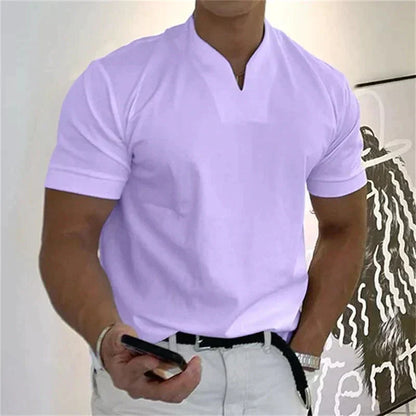 📢📢50% DE RÉDUCTION⏰Chemise de Sport à Manches Courtes pour Hommes – Col en V, Confortable & Disponible jusqu'au 5XL
