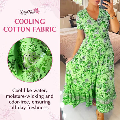 👗 49% DE RÉDUCTION ! 💃 Robe Longue à Col en V Imprimée – Coupe Élégante, Tissu Confortable & Style Polyvalent ✨