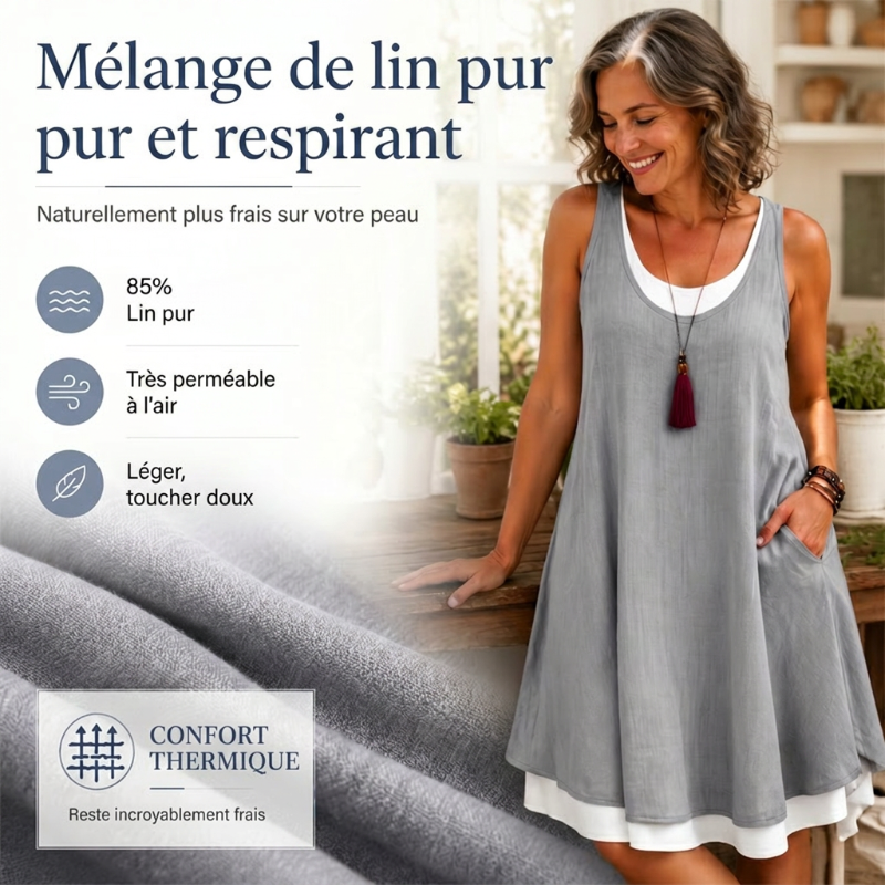 ⏰Dernier jour des soldes : 55 % de réduction 💃Robe débardeur deux pièces décontractée et ample sans manches pour femme