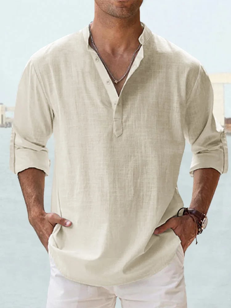 🔥50% de réduction🔥Chemise à manches longues pour hommes, en coton et lin