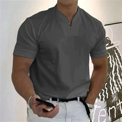 📢📢50% DE RÉDUCTION⏰Chemise de Sport à Manches Courtes pour Hommes – Col en V, Confortable & Disponible jusqu'au 5XL