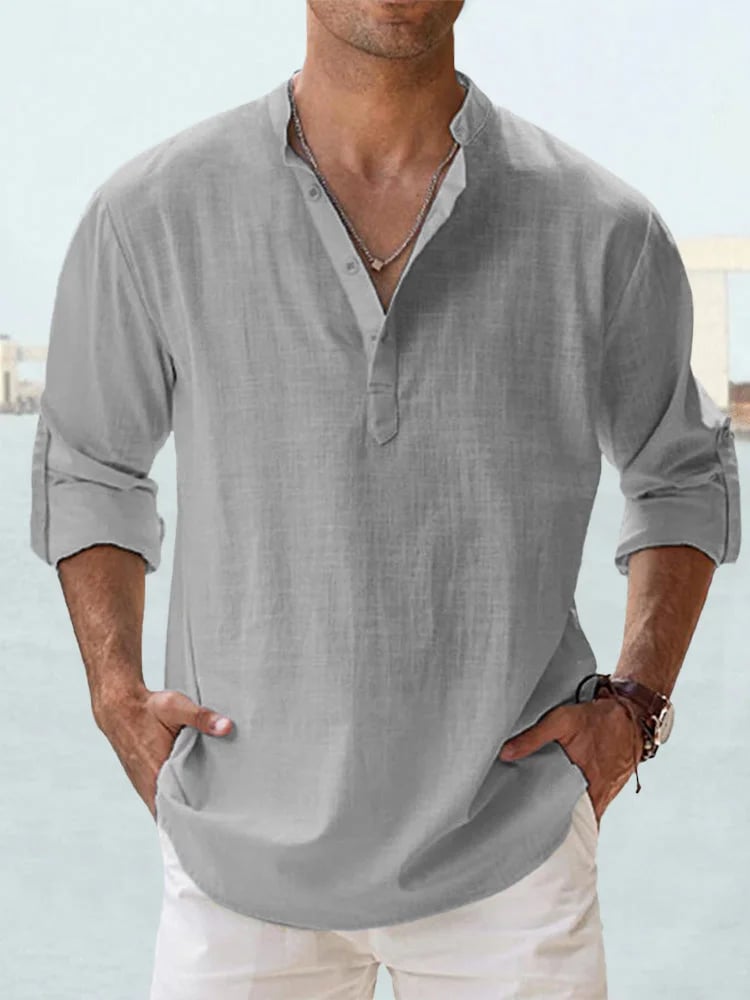 🔥50% de réduction🔥Chemise à manches longues pour hommes, en coton et lin