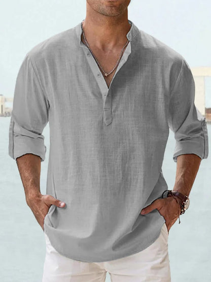 🔥50% de réduction🔥Chemise à manches longues pour hommes, en coton et lin