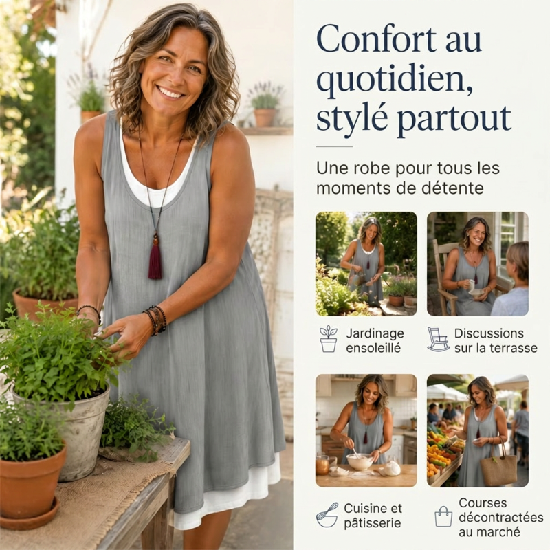 ⏰Dernier jour des soldes : 55 % de réduction 💃Robe débardeur deux pièces décontractée et ample sans manches pour femme