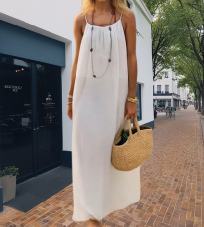 💐 PROMO LIMITÉE -50% ! 🌸 Robe Longue Décontractée Femme – Dos Nu Nœud, Bretelles Réglables, Coupe Ample & 6 Couleurs S–2XL 👡