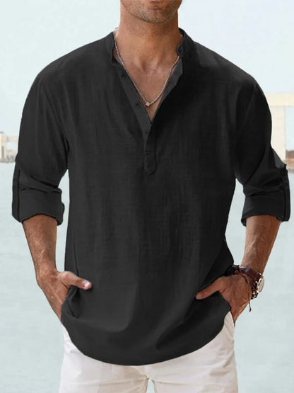 🔥50% de réduction🔥Chemise à manches longues pour hommes, en coton et lin