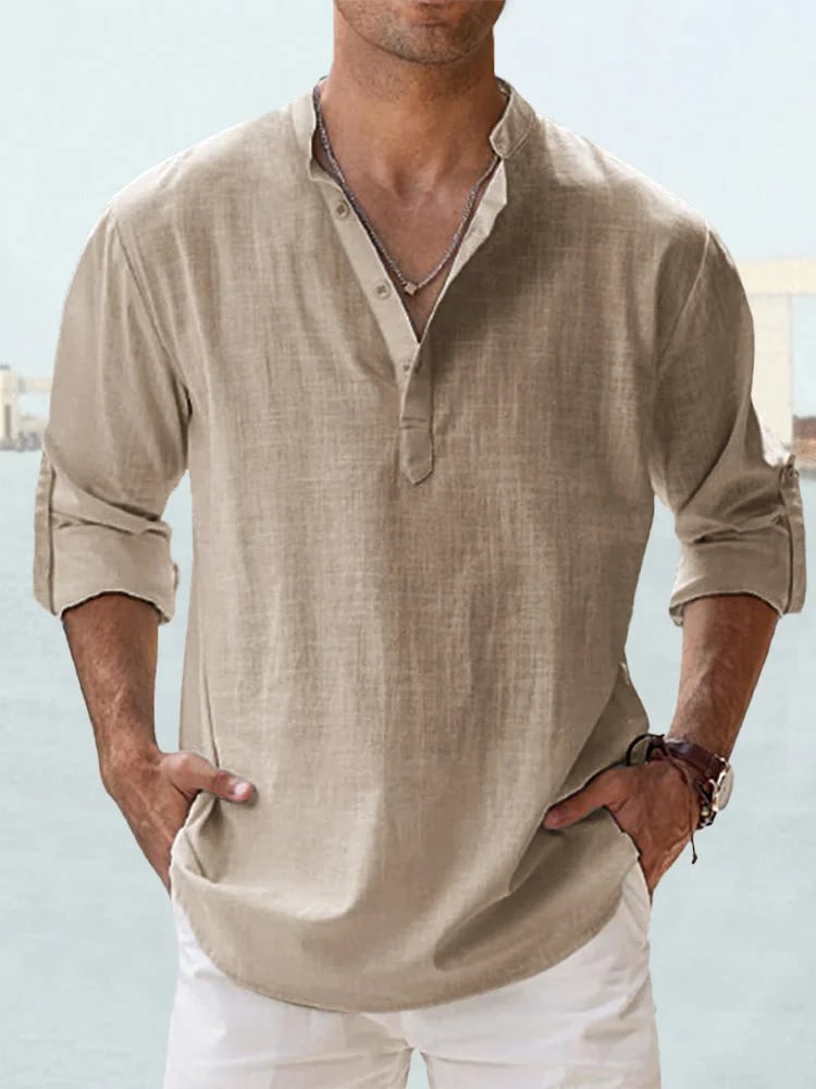 🔥50% de réduction🔥Chemise à manches longues pour hommes, en coton et lin