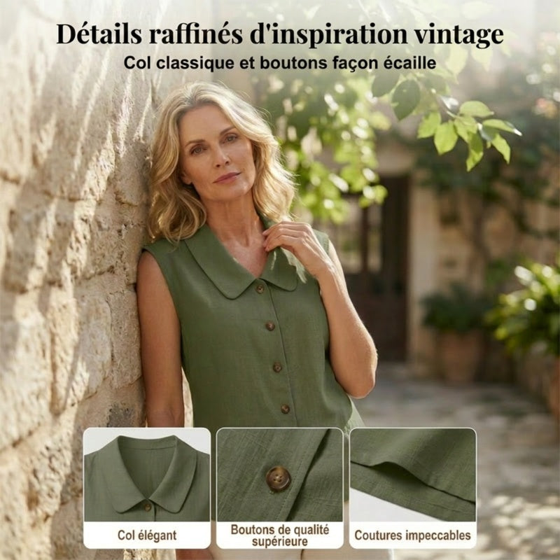 Chemise boutonnée à col V pour femme ; confortable et respirante ✨