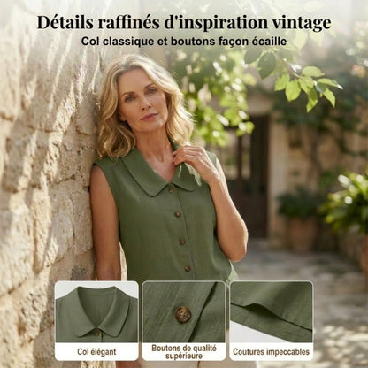 Chemise boutonnée à col V pour femme ; confortable et respirante ✨