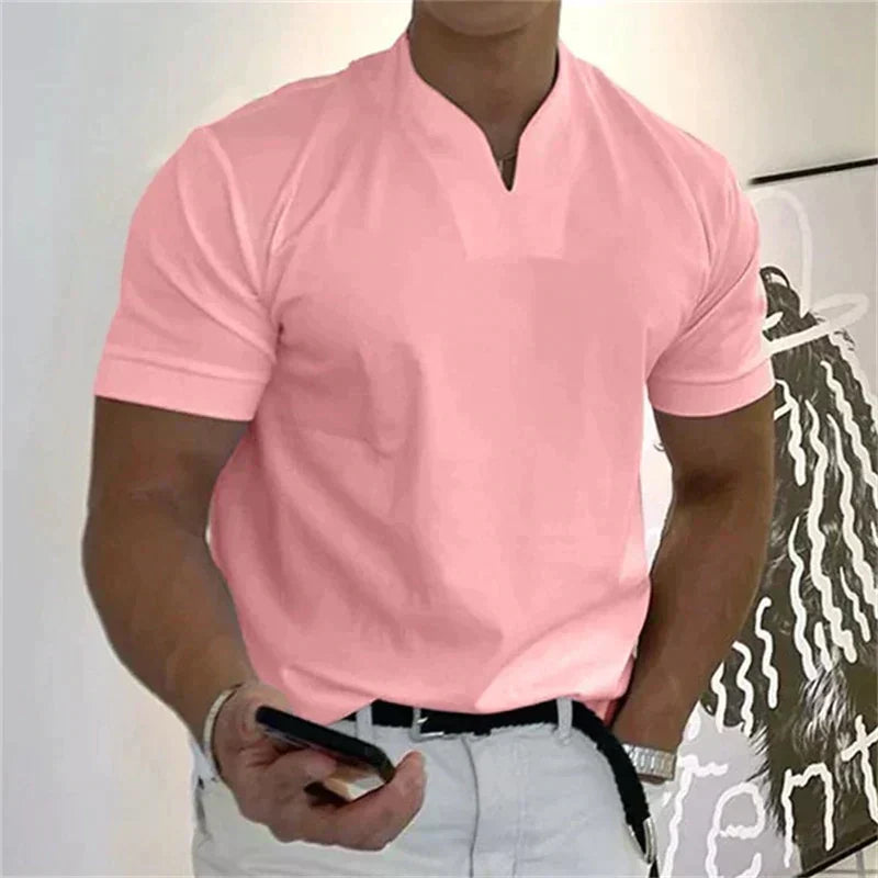 📢📢50% DE RÉDUCTION⏰Chemise de Sport à Manches Courtes pour Hommes – Col en V, Confortable & Disponible jusqu'au 5XL