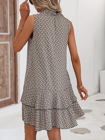 💃 PROMO DERNIER JOUR – 50% ! 🎀 Robe Femme Nœud & Motif Géométrique – Tissu Coton Léger, Coupe Flatteuse & Style Intemporel – Parfaite pour le Quotidien et les Occasions Spéciales ✨👗