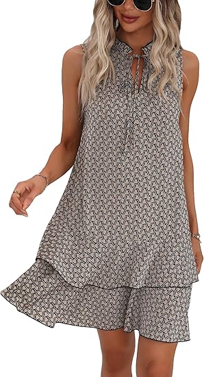💃 PROMO DERNIER JOUR – 50% ! 🎀 Robe Femme Nœud & Motif Géométrique – Tissu Coton Léger, Coupe Flatteuse & Style Intemporel – Parfaite pour le Quotidien et les Occasions Spéciales ✨👗