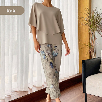 🔥Offre spéciale🔥 Ensemble deux pièces : pantalon imprimé et haut à col rond