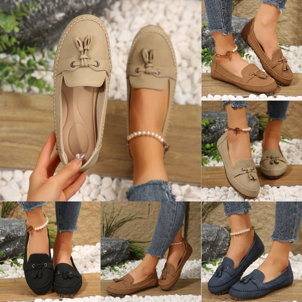 🔥Promotion du dernier jour 50% de réduction - Mocassins confortables et souples de style vintage avec nœud pour femmes
