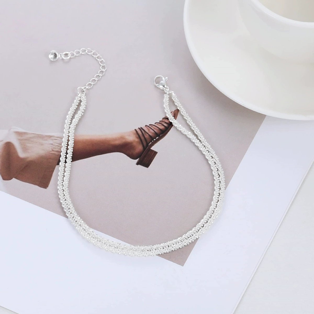 💜Délicat bracelet de cheville étanche en couches