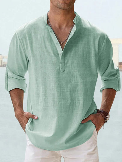 🔥50% de réduction🔥Chemise à manches longues pour hommes, en coton et lin
