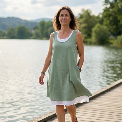 ⏰Dernier jour des soldes : 55 % de réduction 💃Robe débardeur deux pièces décontractée et ample sans manches pour femme